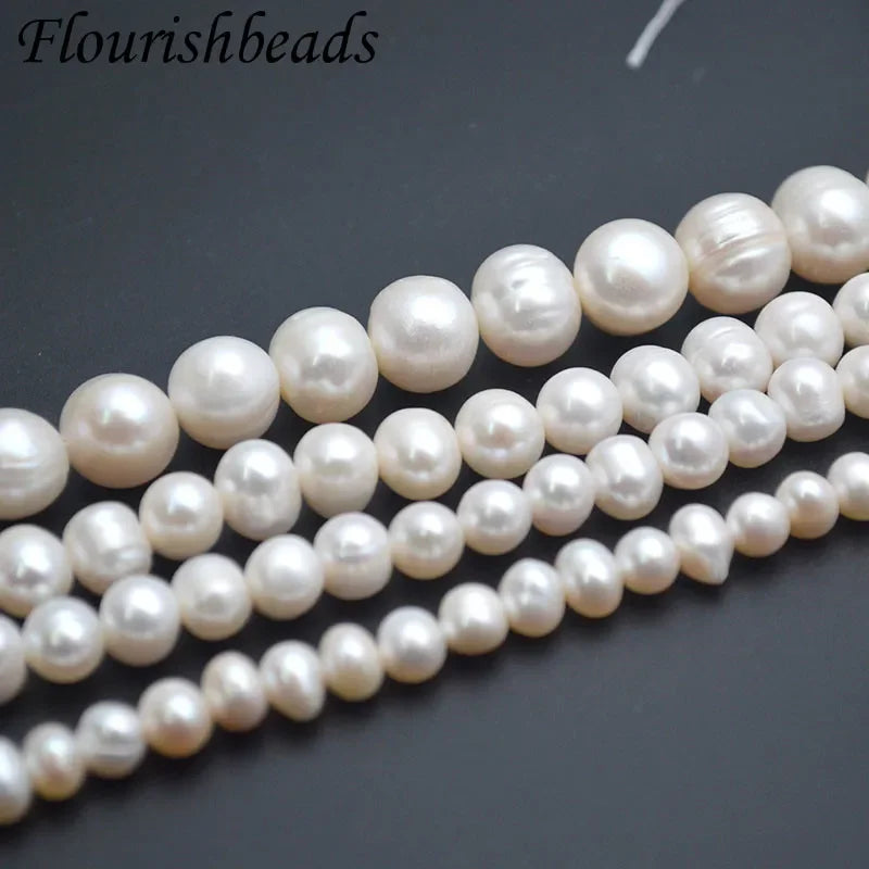 Middle Quality Cheap 5~11mm White Natural Freshwater Pearls Potato Oval Shape Round Beads For Jewelry Making