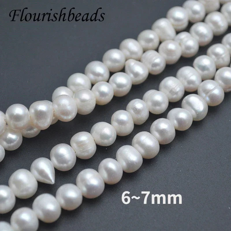 Middle Quality Cheap 5~11mm White Natural Freshwater Pearls Potato Oval Shape Round Beads For Jewelry Making