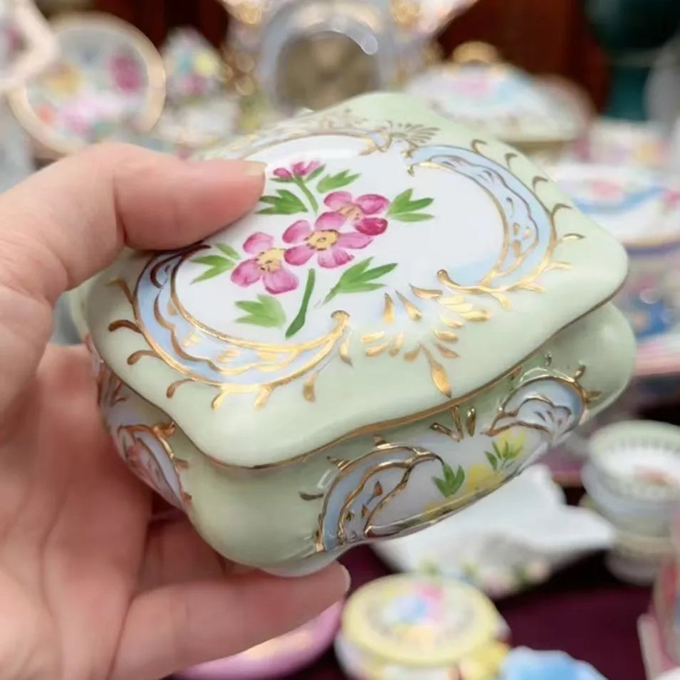 Ceramics Flower Jewelry Storage Box Vase Teapot Flower Basket Jewelry Case Storage Jewelry Organizer Display Home Decor Ornament