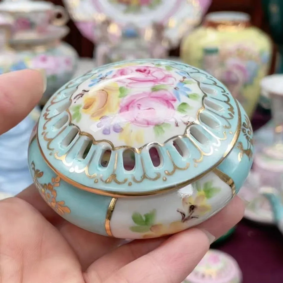 Ceramics Flower Jewelry Storage Box Vase Teapot Flower Basket Jewelry Case Storage Jewelry Organizer Display Home Decor Ornament