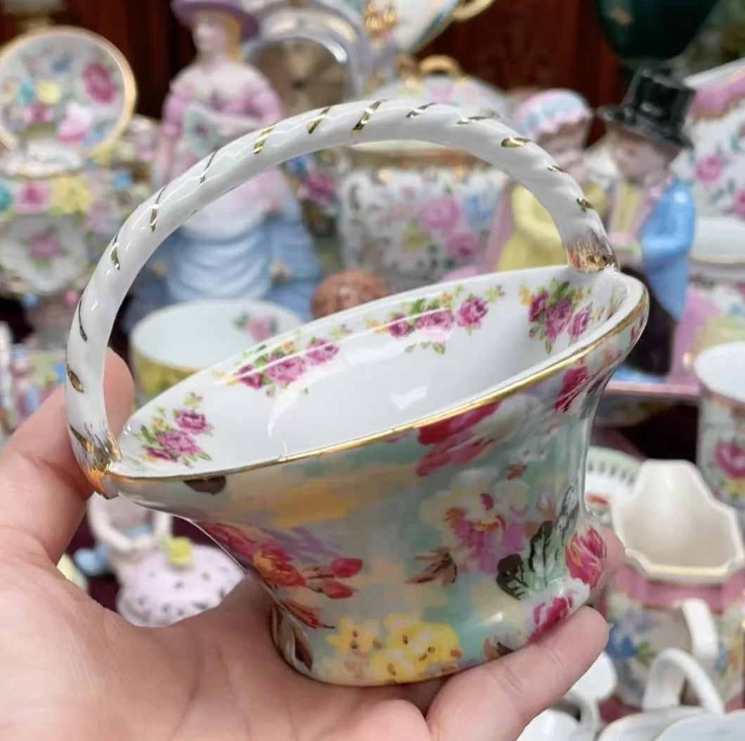 Ceramics Flower Jewelry Storage Box Vase Teapot Flower Basket Jewelry Case Storage Jewelry Organizer Display Home Decor Ornament